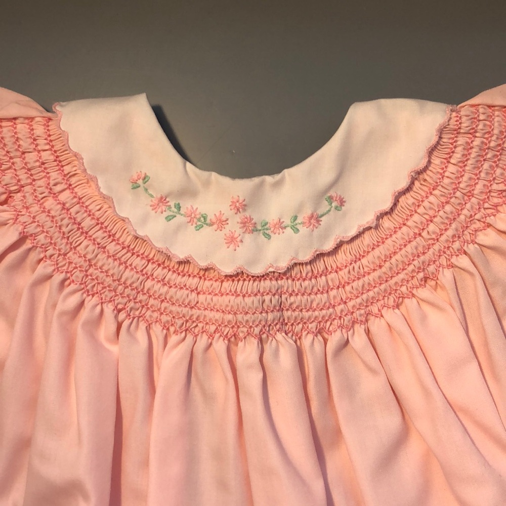Vintage Pink Smocked Baby Dress